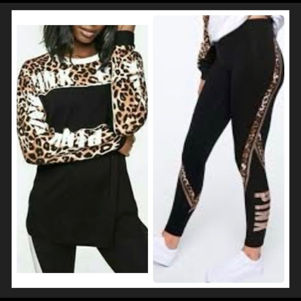 VS PINK LEOPARD BLING OUTFIT SET S